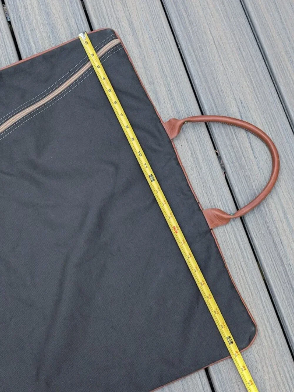 Vtg Better Homes & Gardens Waxed Canvas & Leather Garment Bag Travel Suit Carrie